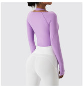 Neckholder-Langarm-Sporttop